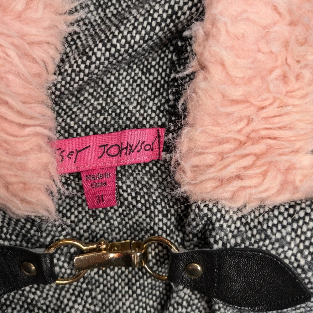 Betsey Johnson Girls Grey and Pink‎ Pom Pim and Sequin Poncho Size 3T
